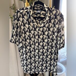 Zara Men’s Black and White Patterned Men's Shirt